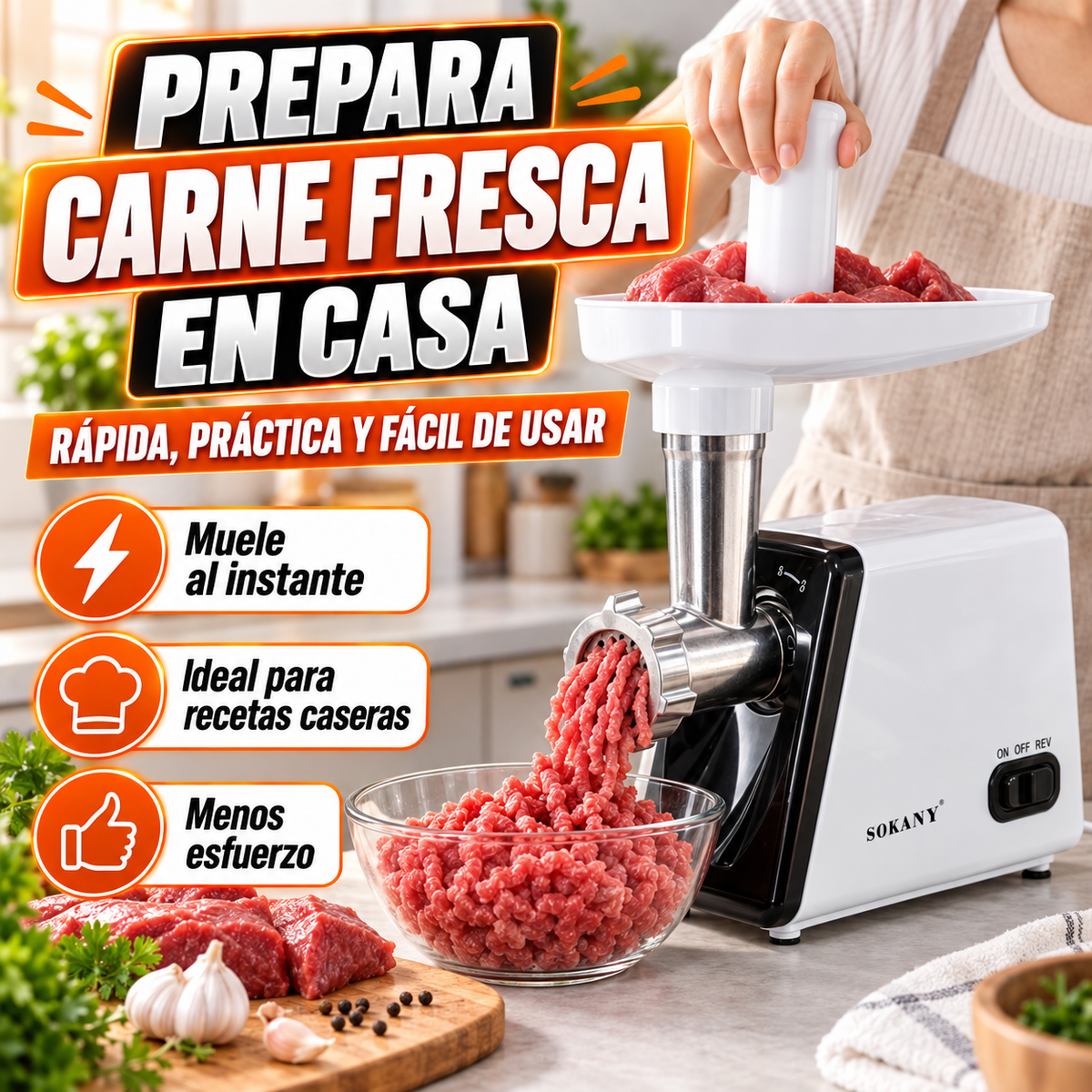 Moledora Eléctrica de Carne Profesional 2800W
