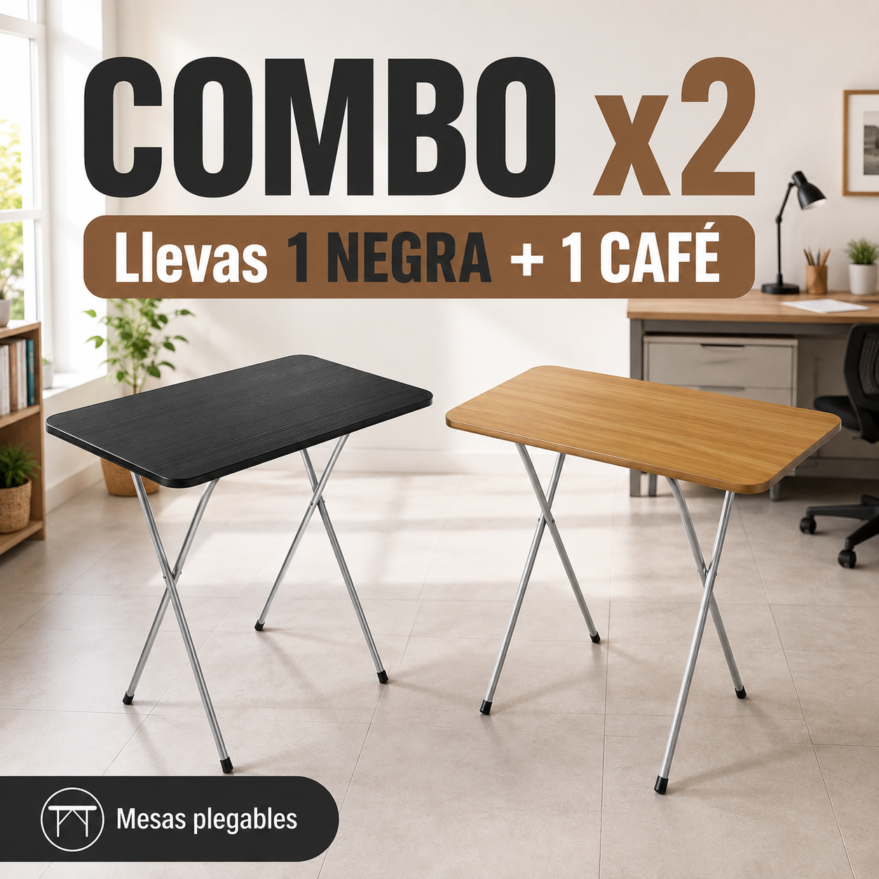 Combo X2 Mesas Plegables Multiuso Premium