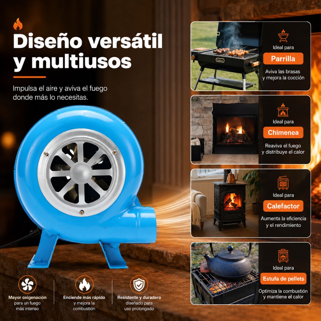 Soplador Eléctrico para Asados + Tubo Metálico + Adaptador