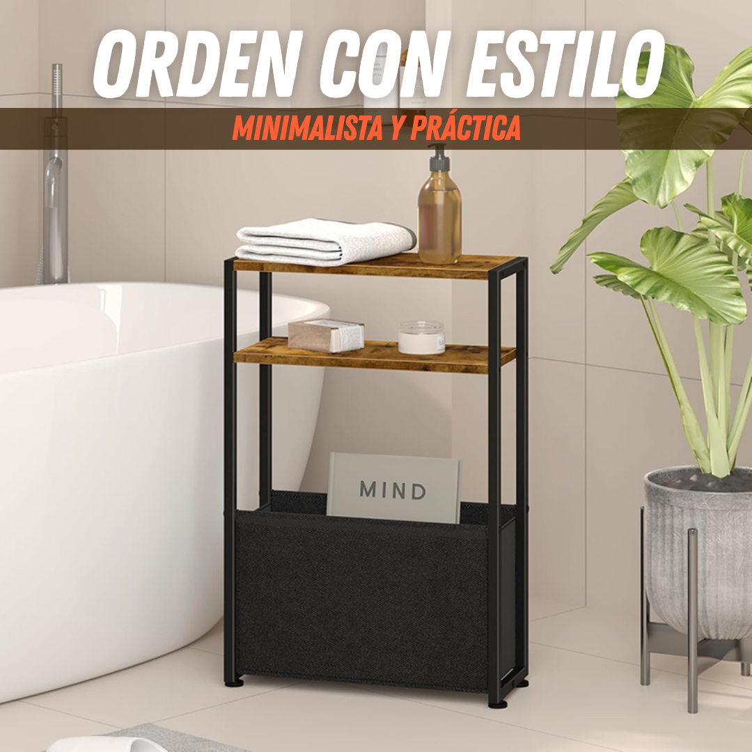 Moderno Estante de Almacenamiento de Pie con Borde Estrecho, Tres Niveles,
