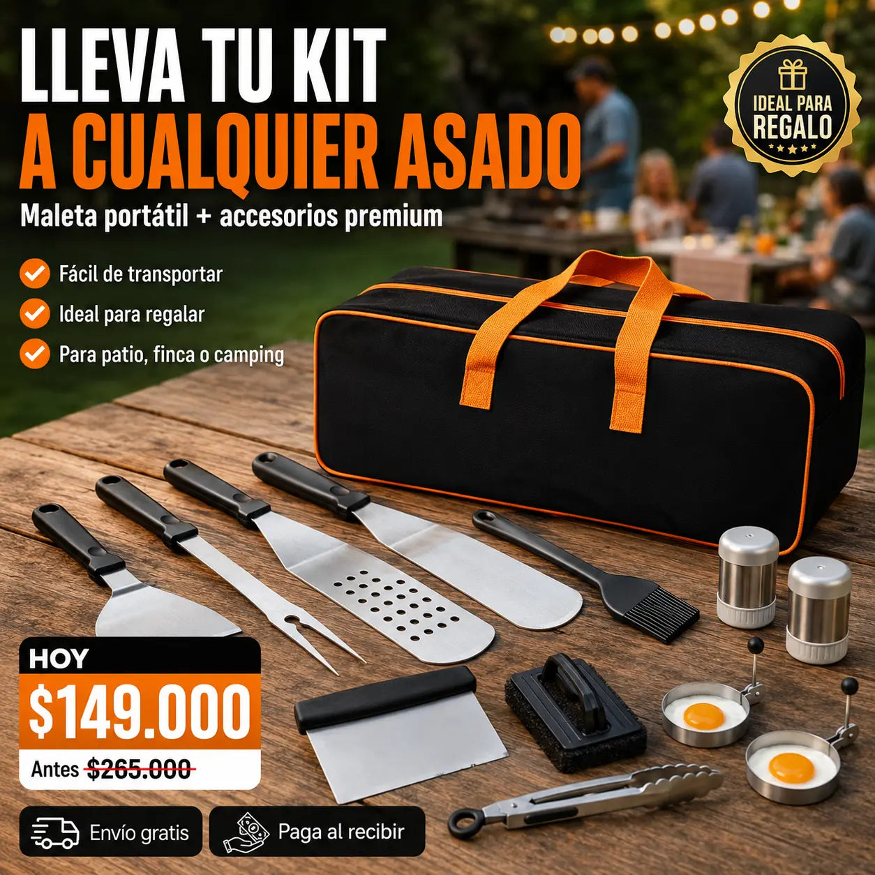 Kit de Accesorios para Parrilla BBQ 19 Piezas Premium con Estuche