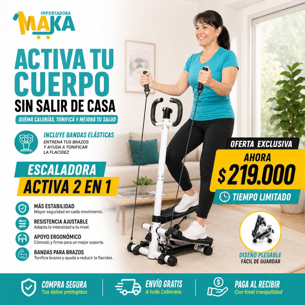 Stepper Activa Tu Cuerpo 2 en 1 🔥💪 (Piernas + Brazos en Casa 🏠✨)