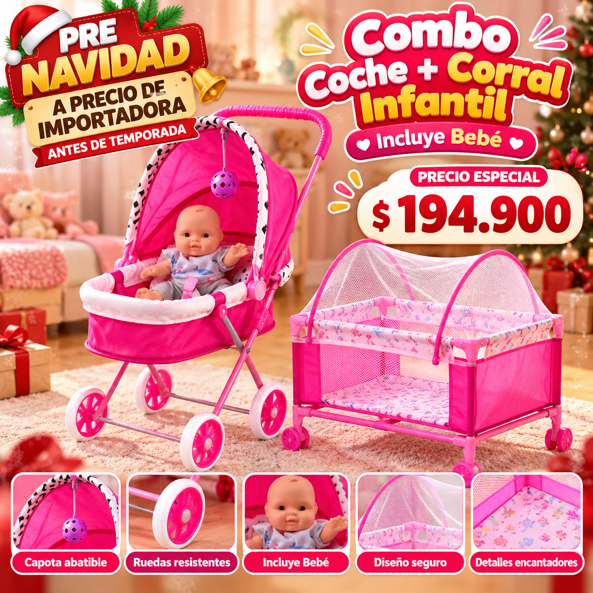Coche Moisés con cuna maleta (Bebé opcional super Promo)