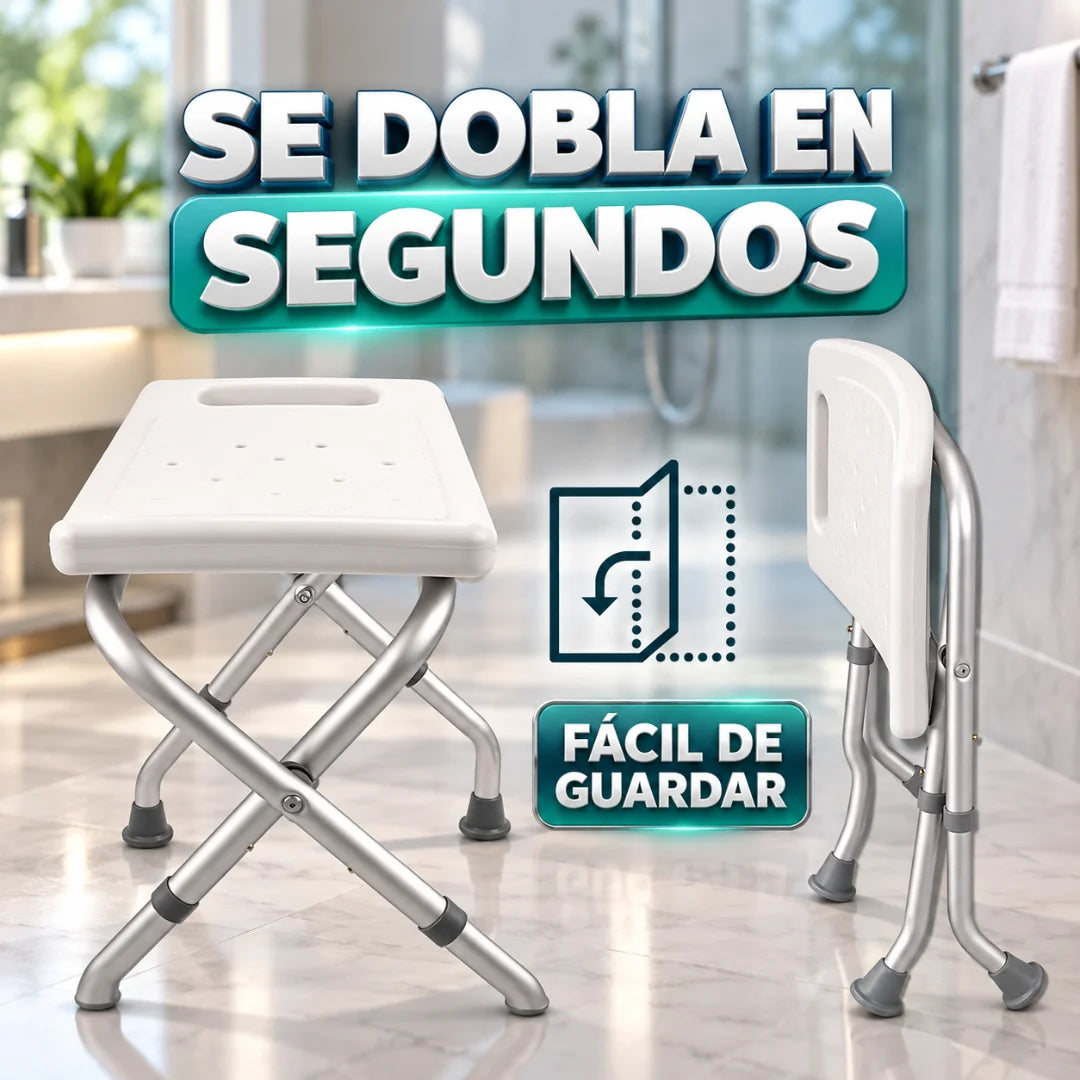 Silla de Ducha Plegable Segura | Para adultos mayores o personas con movilidad reducida