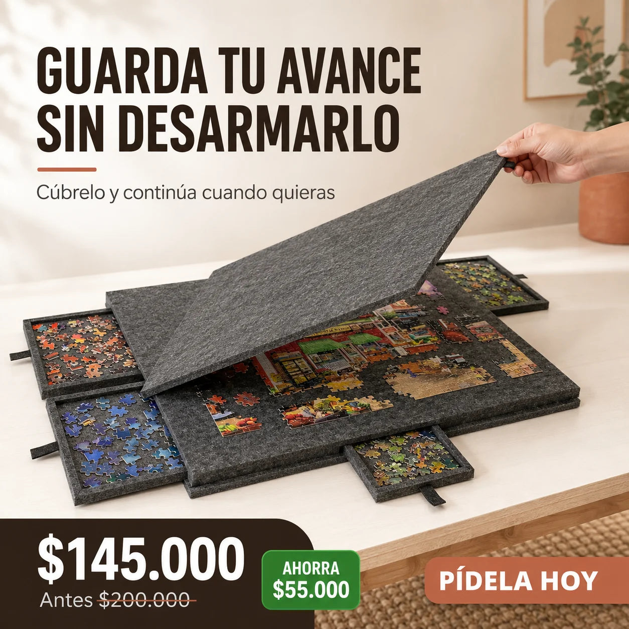 Mesa Organizadora para Rompecabezas 2 en 1 con 6 Cajones