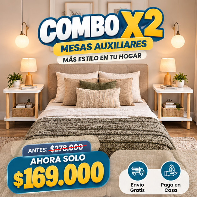 🔥 Combo x2 Mesas Auxiliares | Lleva 2 y Ahorra  También disponible x1 • Oferta limitada