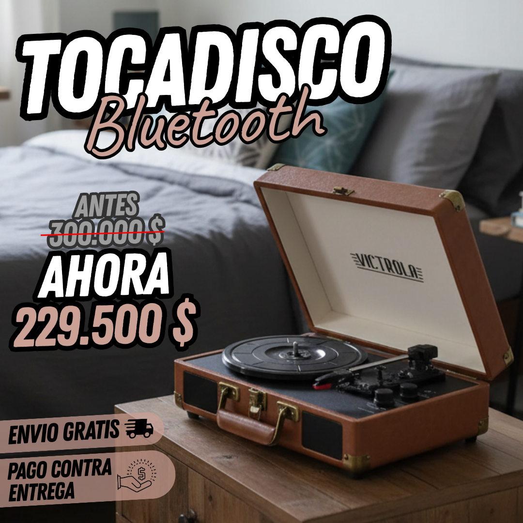 🎵Tocadiscos Vintage RetroSound Bluetooth – Portátil con Altavoces Integrados