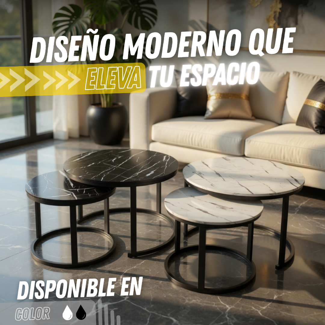 🔥 Mesas de Centro Mármol Premium 2x1 + 6 Ganchos de Terciopelo Gratis 🎁 TT