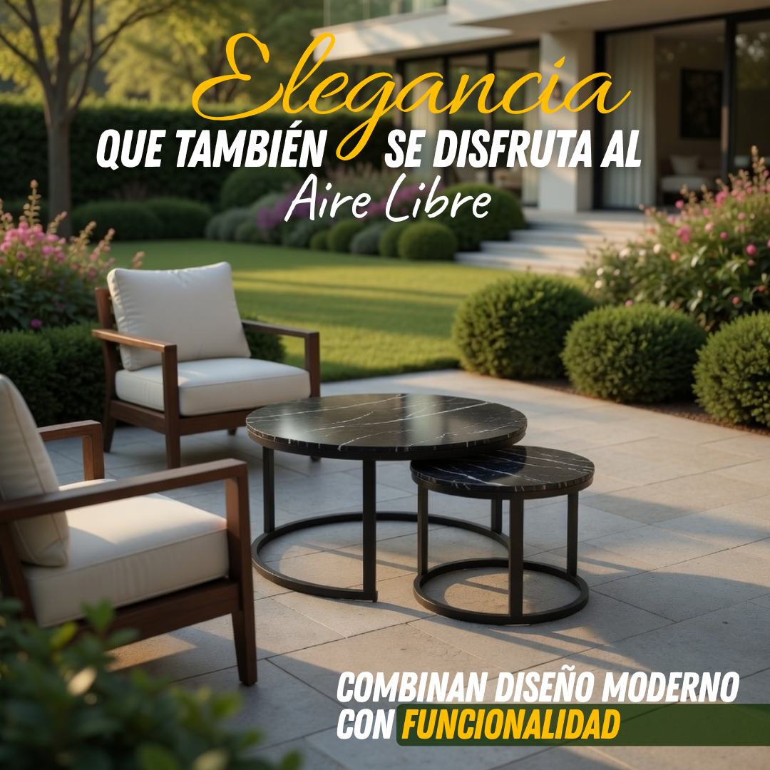 Mesas de Centro Mármol Premium 2x1 (Grande + Mediana)