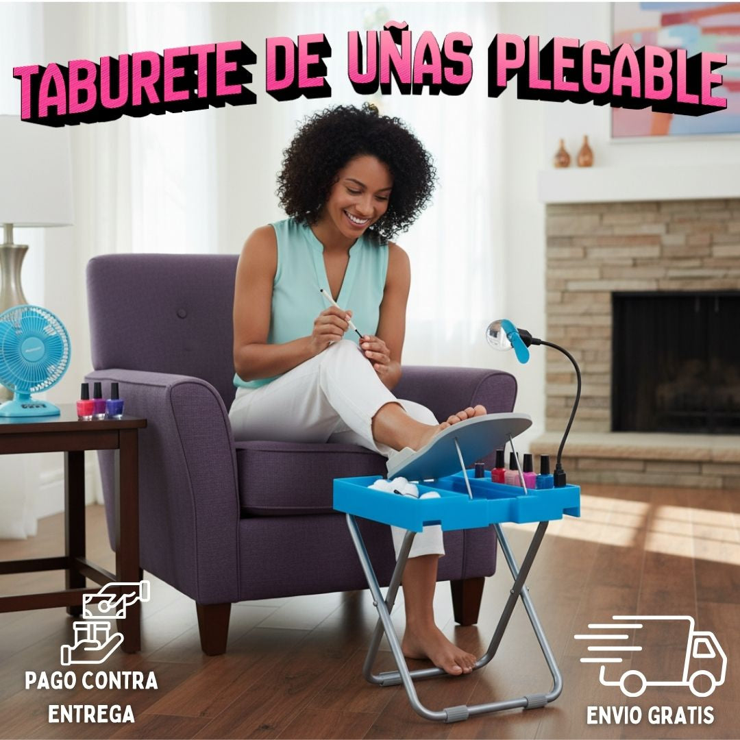 💅 Estación Plegable de Uñas 4 en 1: Pedicure, Lámpara, Lupa y Ventilador ✨