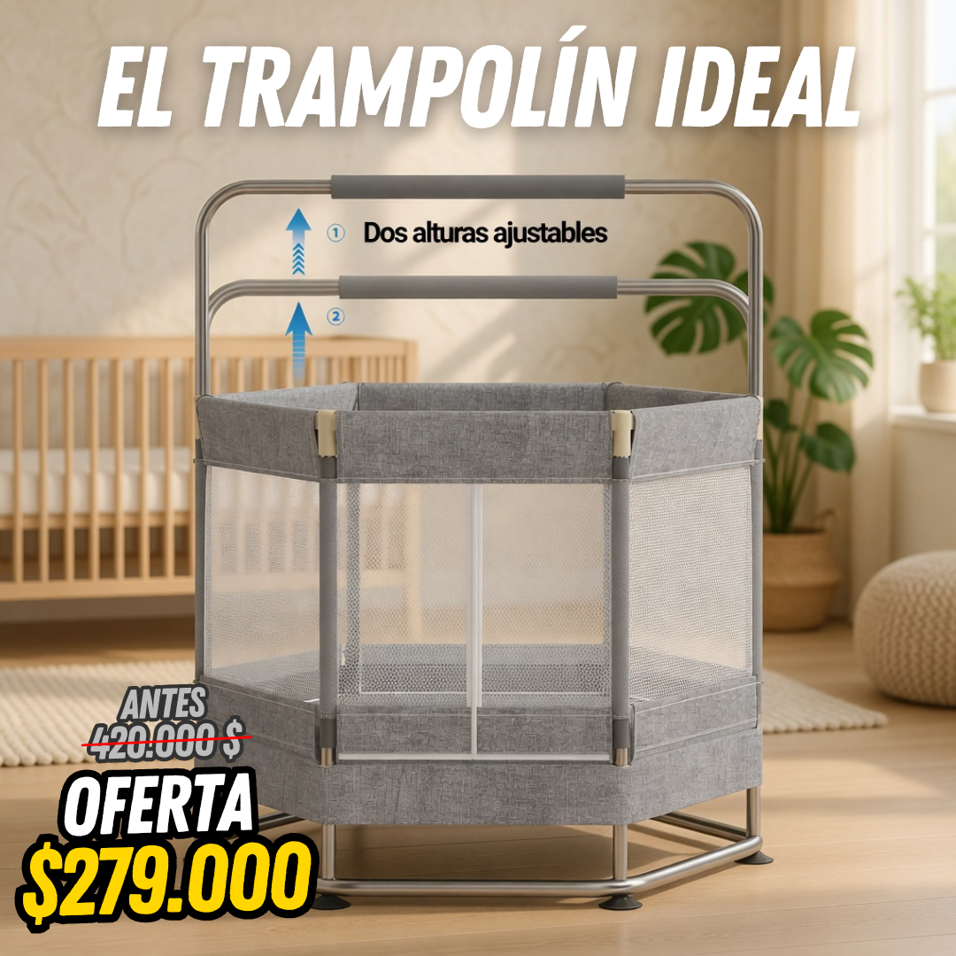 Trampolín Infantil Hexagonal 360° Para Interiores y Exteriores