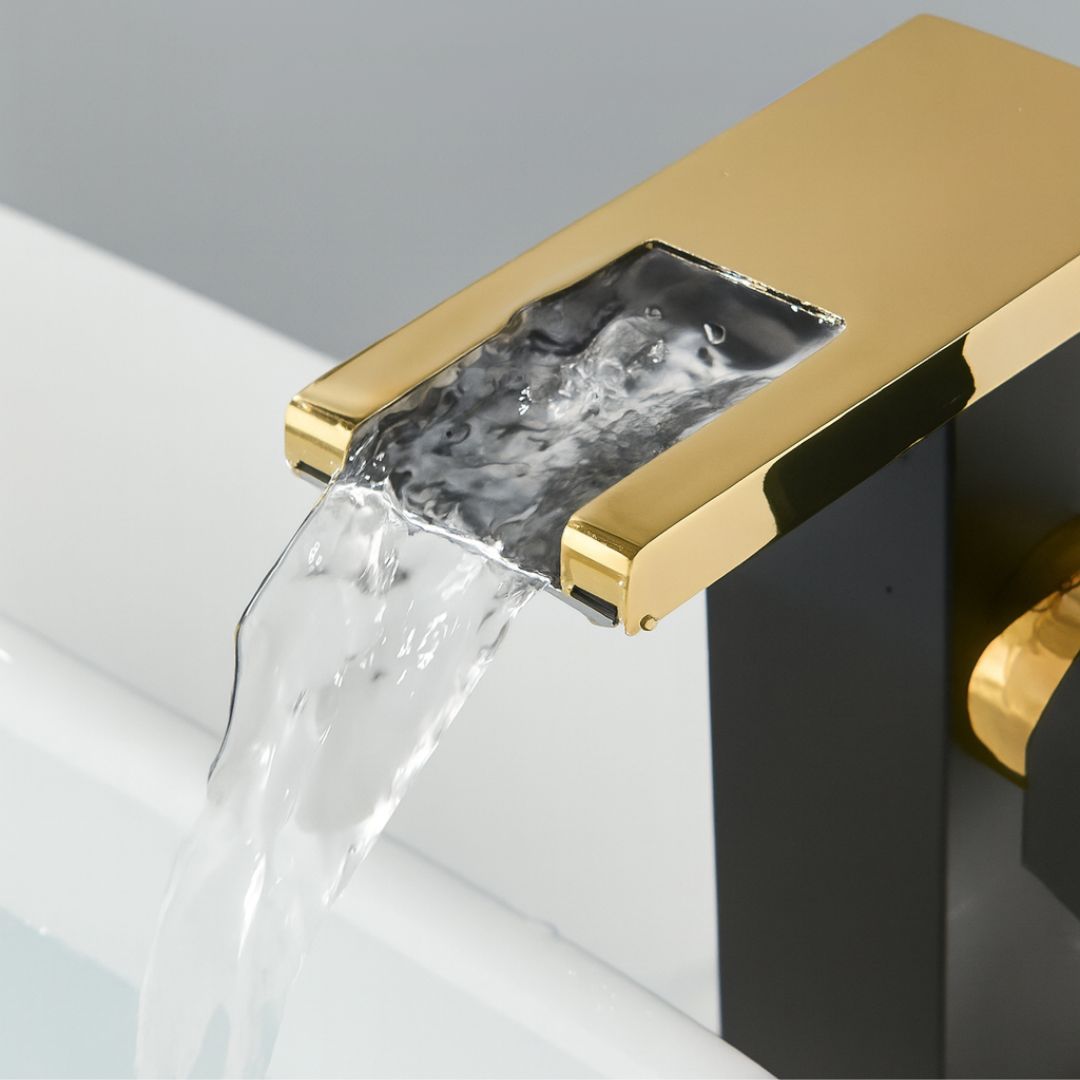 Llave de Lavamanos Dorada Agua caliente y fría