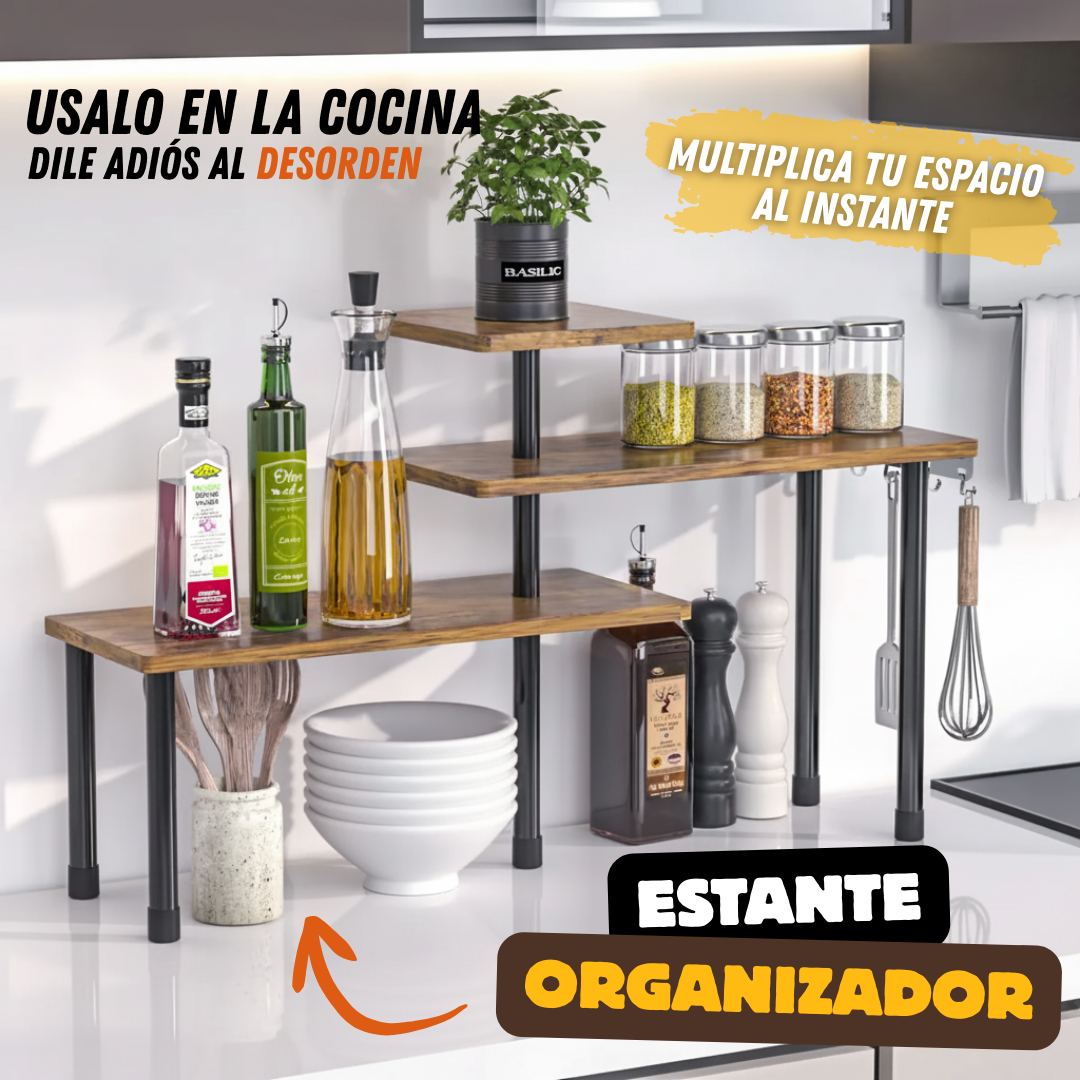 Estante de esquina movible de 3 niveles para negocios, cocina y baños colócalo en L o lineal PREMIUM