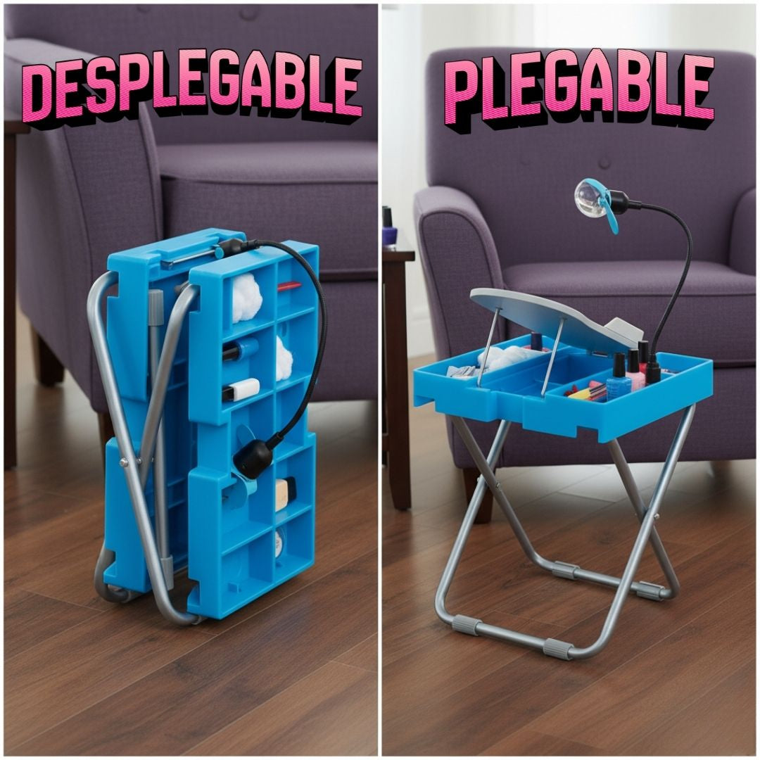 💅 Estación Plegable de Uñas 4 en 1: Pedicure, Lámpara, Lupa y Ventilador ✨