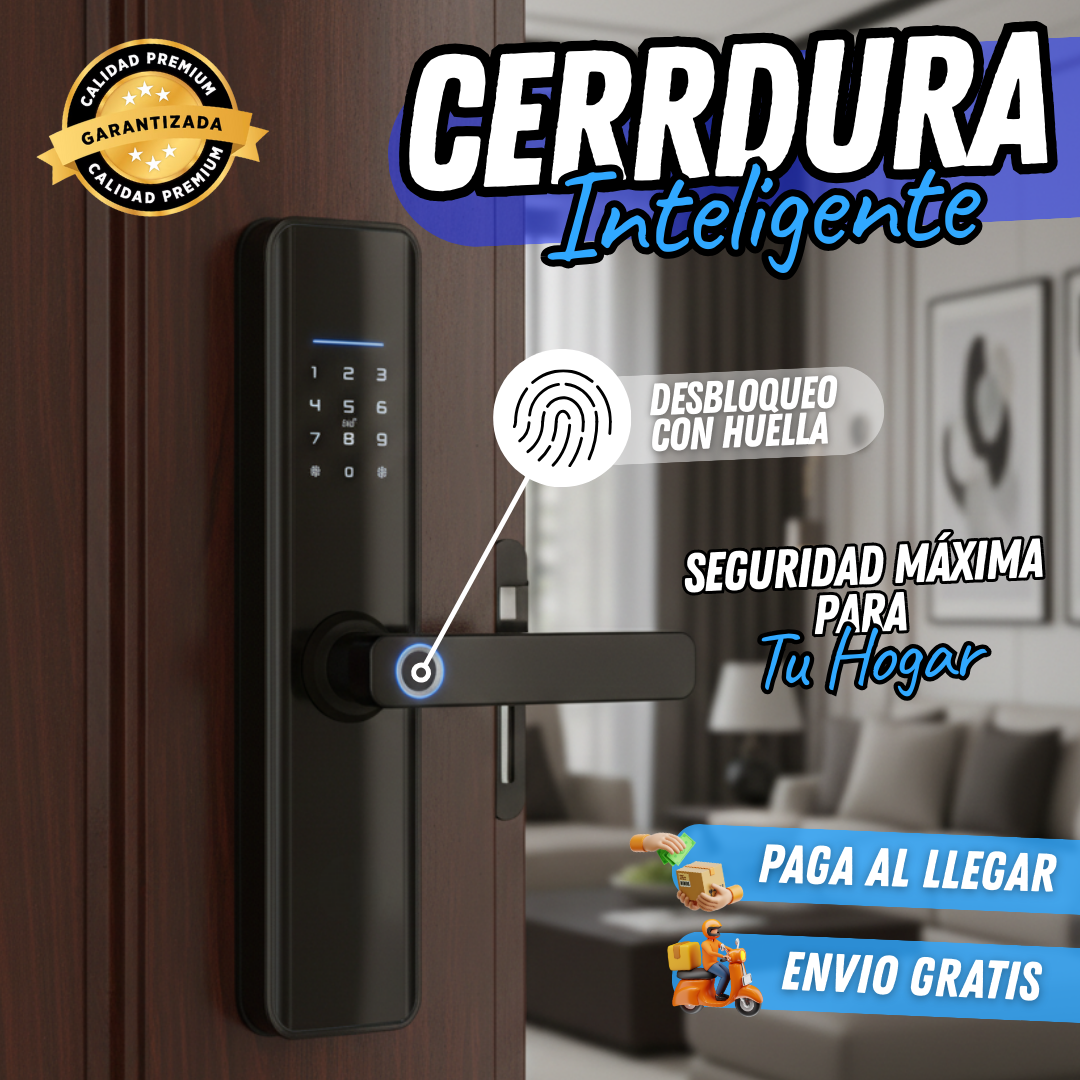 Cerradura Inteligente Con huella, pin, wifi, llave y tarjeta (TT)