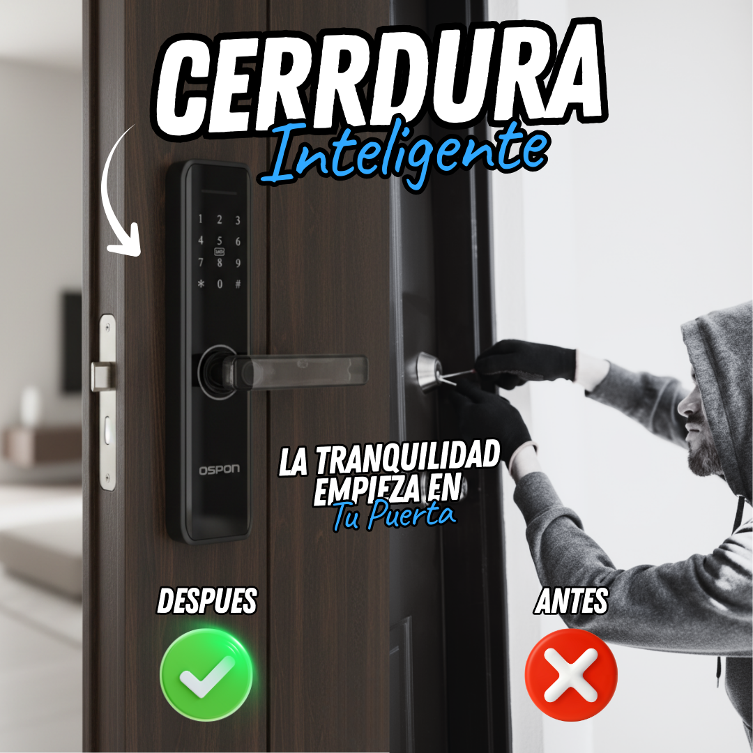 Cerradura Inteligente Con huella, pin, wifi, llave y tarjeta (TT)