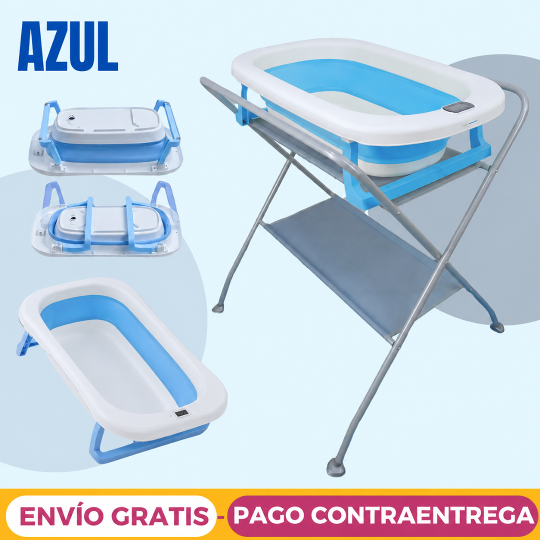 Bañera Plegable con Soporte Alto, termómetro y obsequio sorpresa 🎁