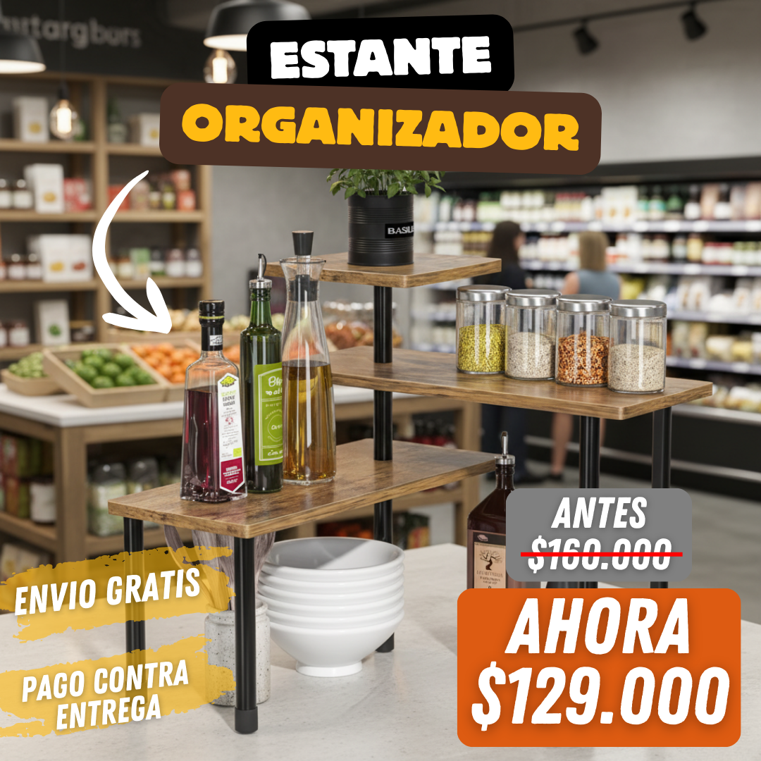 Estante de esquina movible de 3 niveles para negocios, cocina y baños colócalo en L o lineal PREMIUM