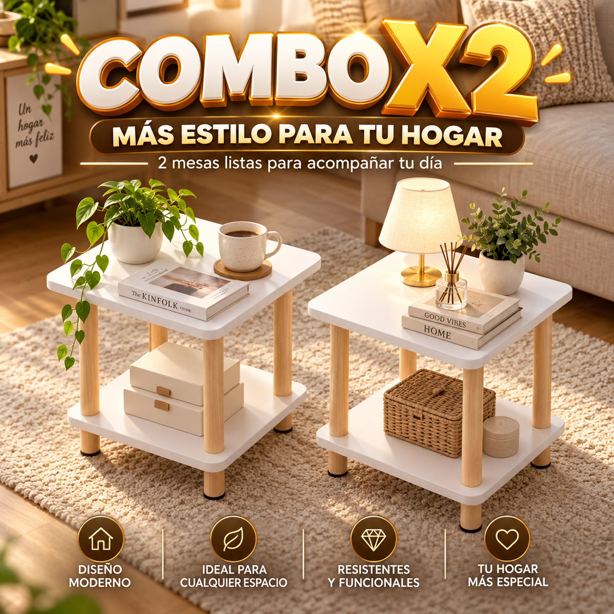 🔥 Combo x2 Mesas Auxiliares | Lleva 2 y Ahorra  También disponible x1 • Oferta limitada