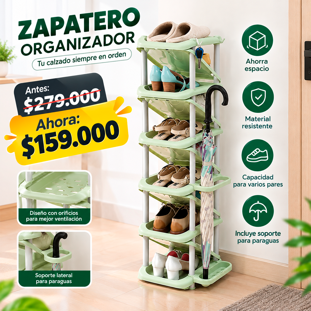 Zapatero Organizador Vertical Multifuncional | Ahorra Espacio y Mantén Todo en Orden