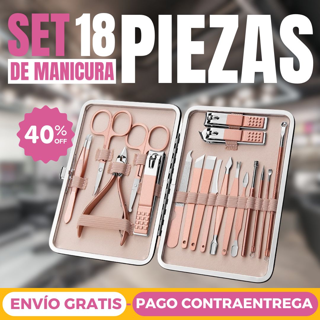 Juego De Manicura de 18 Piezas En Acero Inoxidable