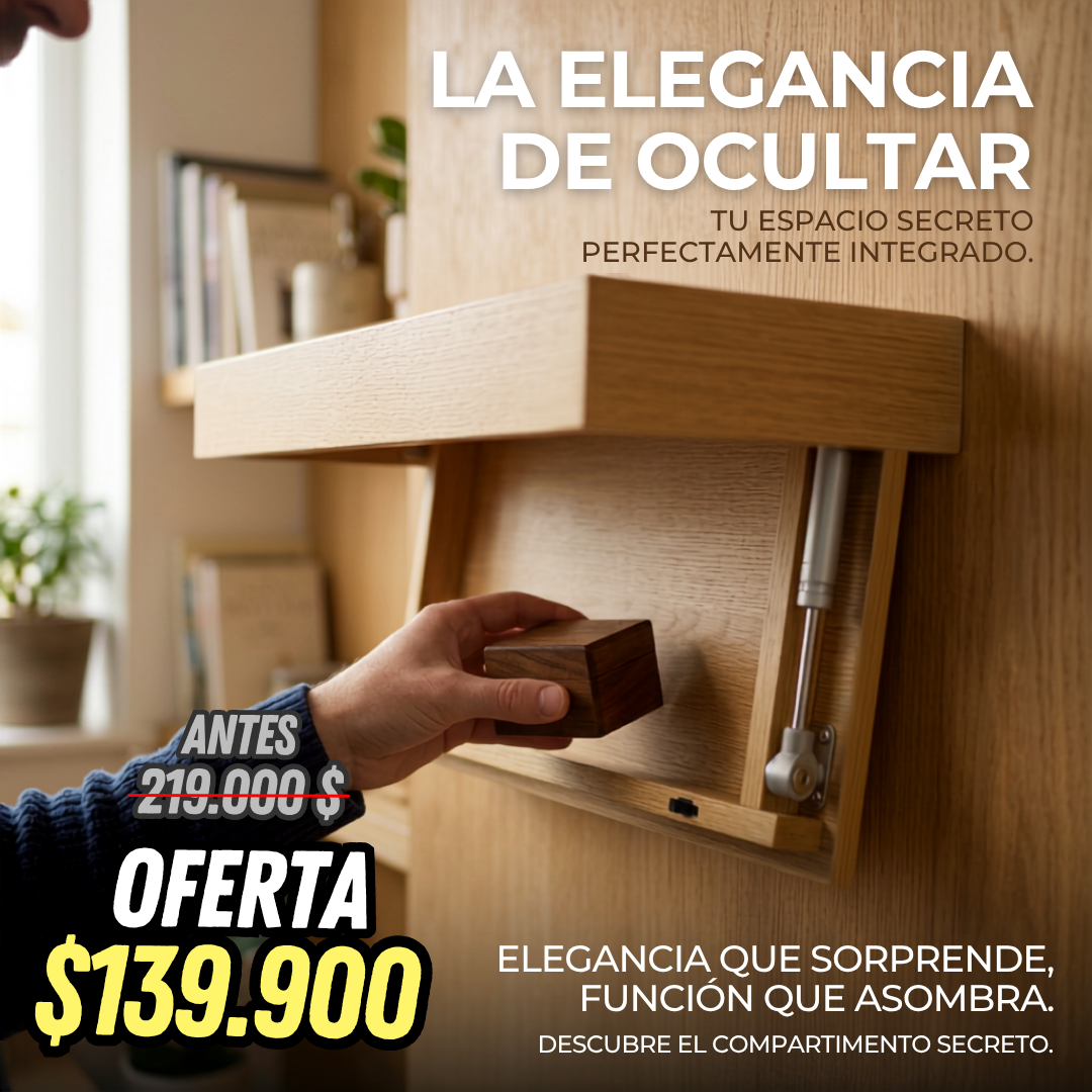 Repisa Café Decorativa de Madera Con Cajón Oculto