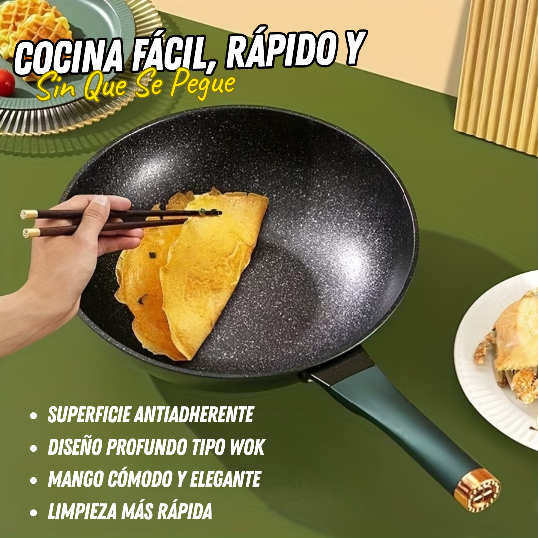 Sartén Wok Multifuncional 3 en 1 Antiadherente con Tapa y Vaporera