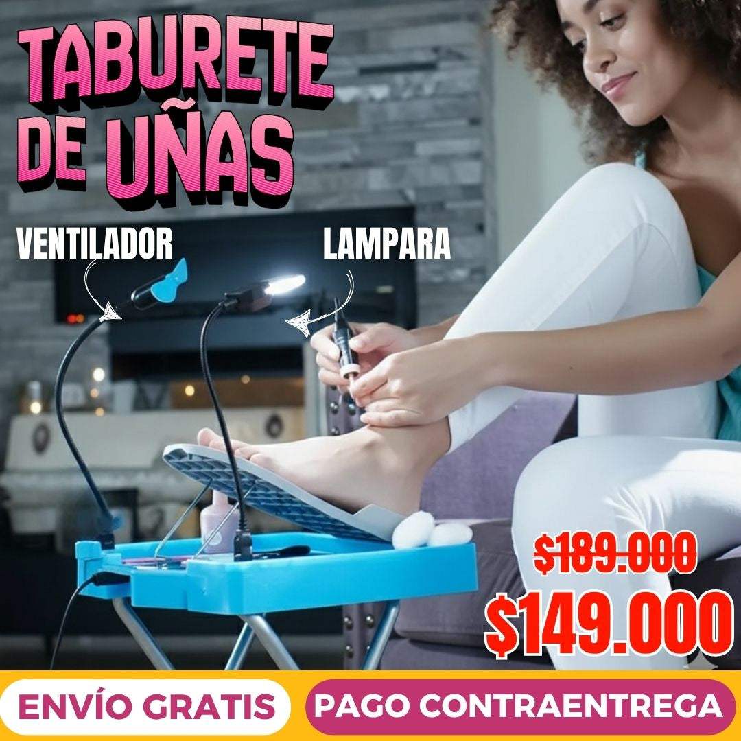 💅 Estación Plegable de Uñas 4 en 1: Pedicure, Lámpara, Lupa y Ventilador ✨