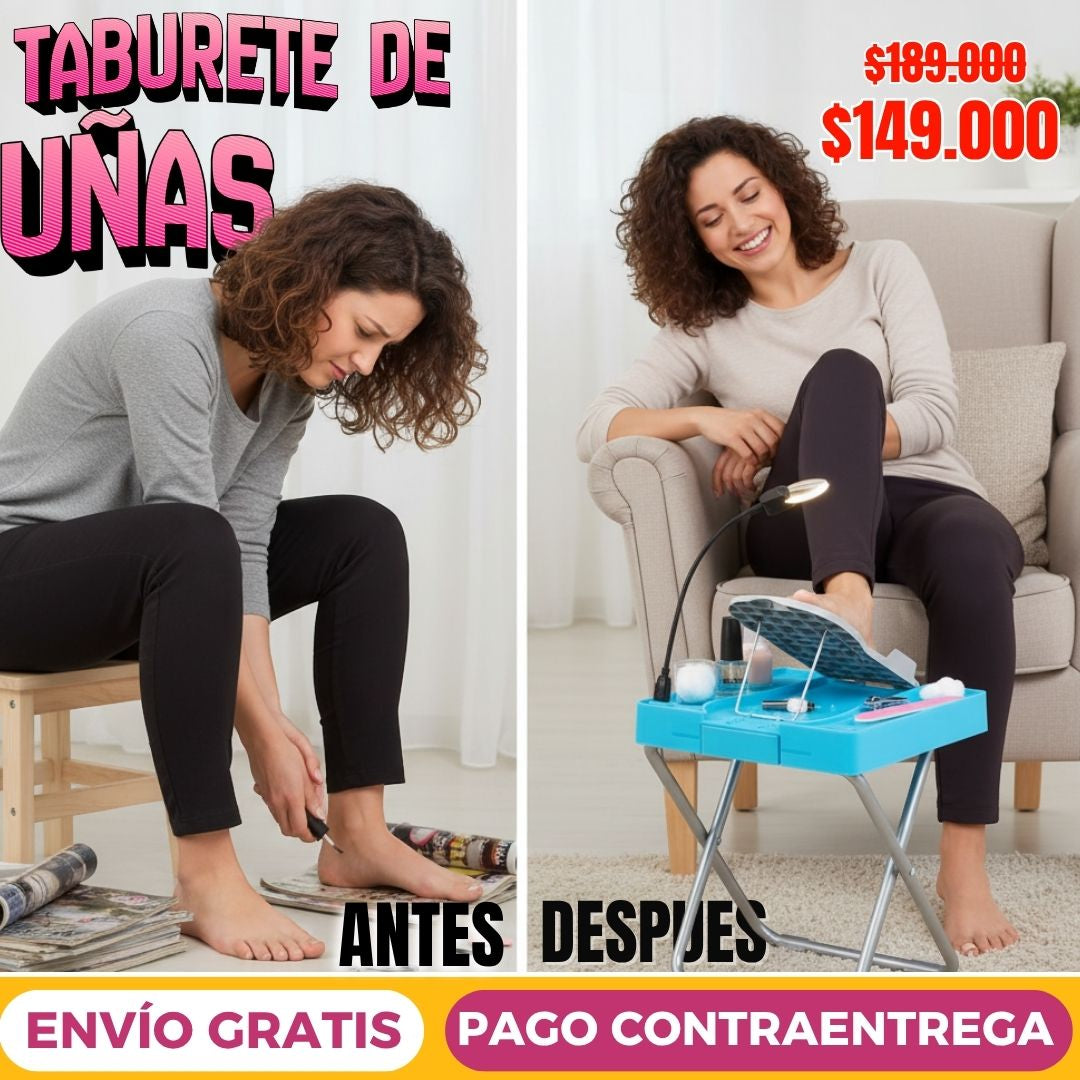 💅 Estación Plegable de Uñas 4 en 1: Pedicure, Lámpara, Lupa y Ventilador ✨