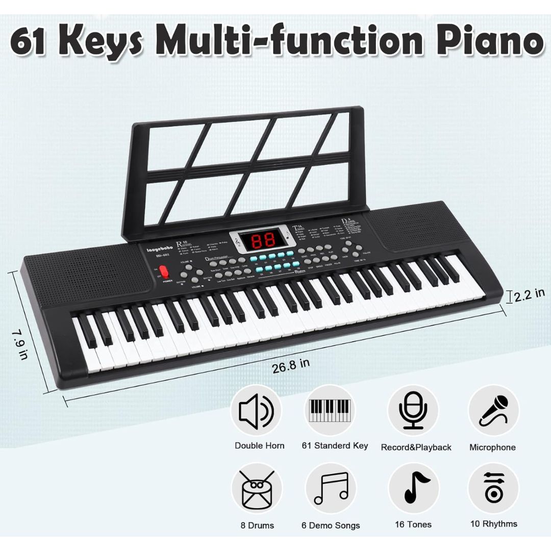 Piano Electrónico De 61 Teclas con micrófono