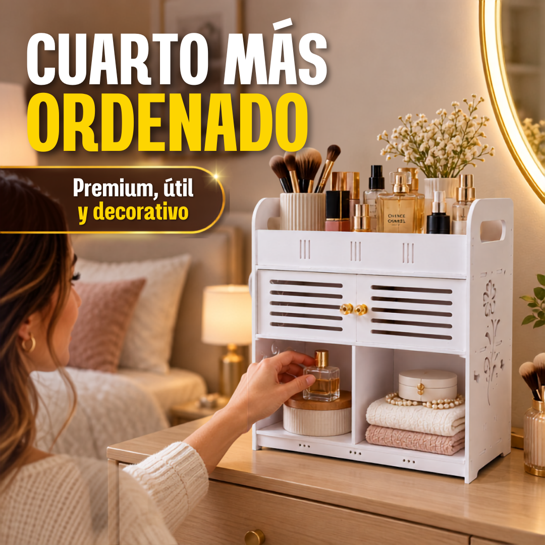 Gabinete Organizador Premium para Baño Con Repisas y Compartimento Cerrado