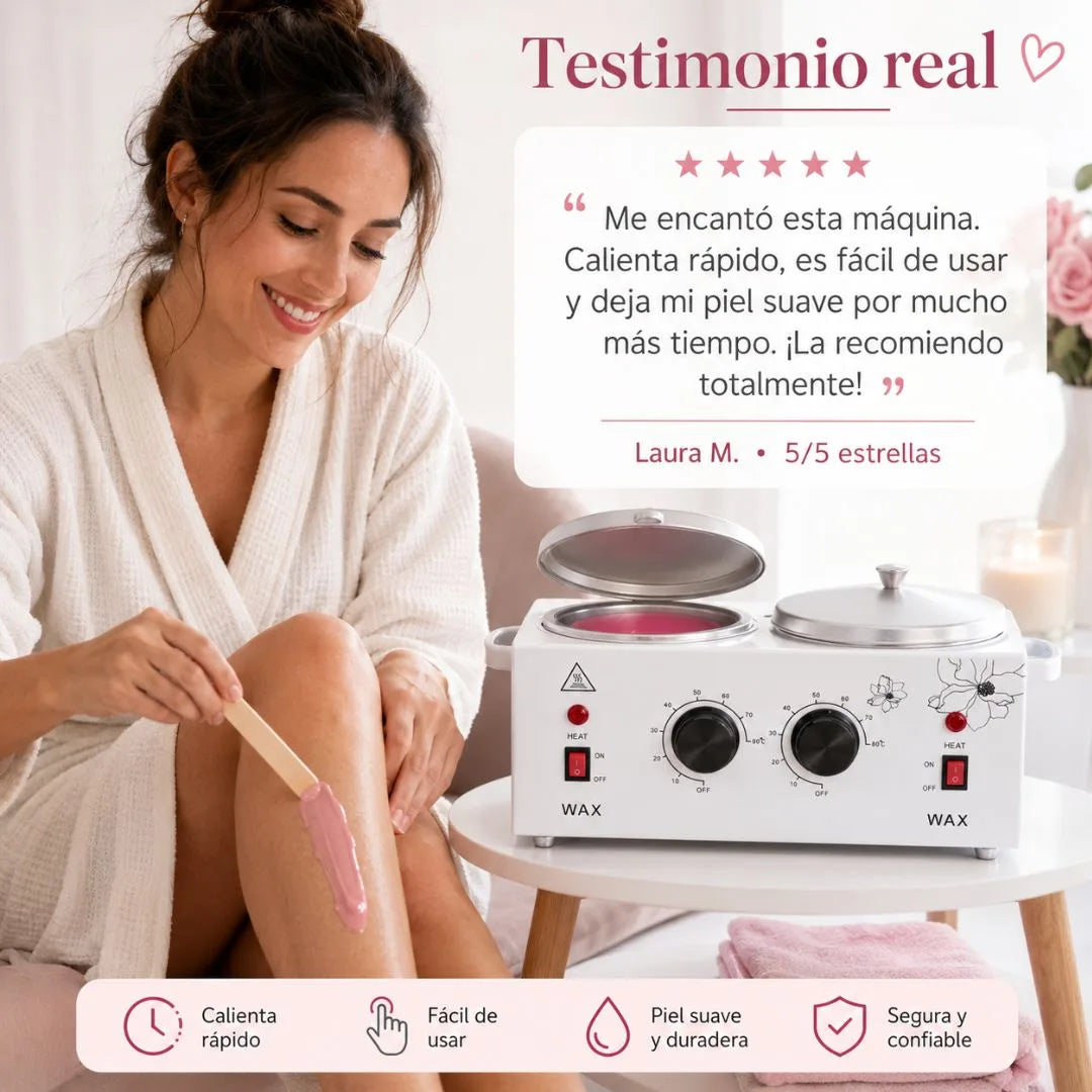 Máquina Depiladora de Cera Dual 1200 ml con Temperatura Ajustable