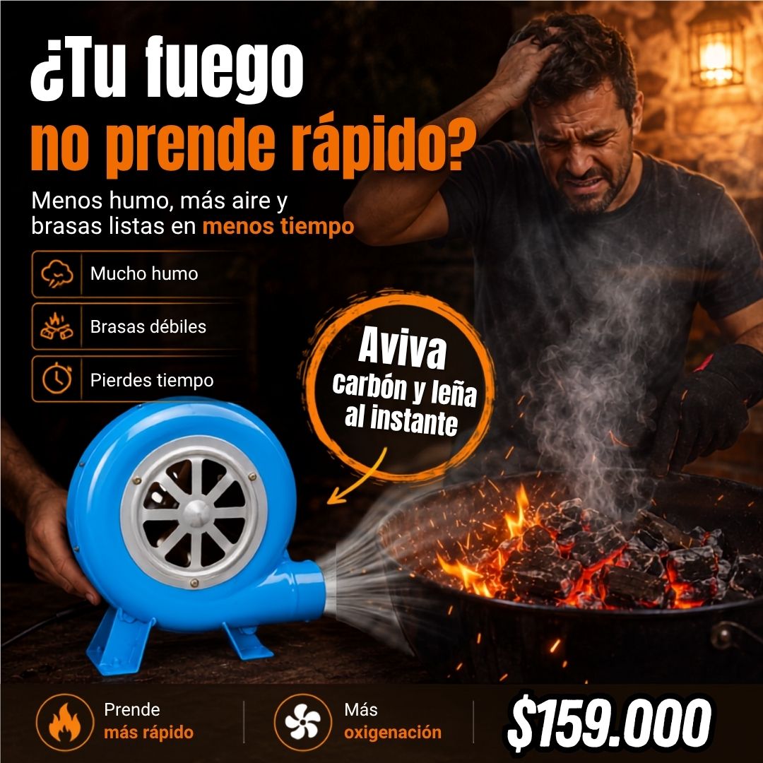 Soplador Eléctrico para Asados + Tubo Metálico + Adaptador