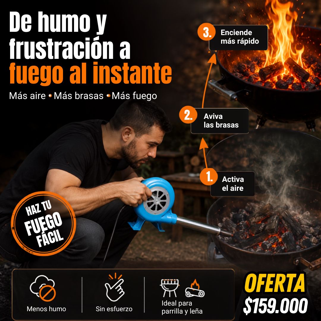 Soplador Eléctrico para Asados + Tubo Metálico + Adaptador