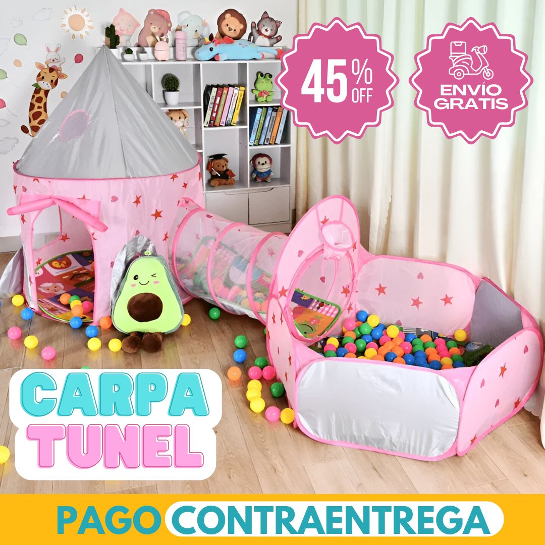 Carpa Castillo 3 En 1 Túnel + Piscina