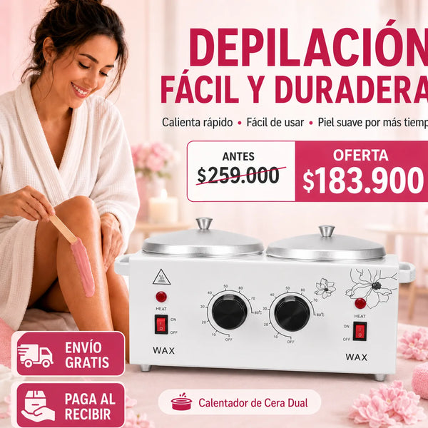 Máquina Depiladora de Cera Dual 1200 ml con Temperatura Ajustable