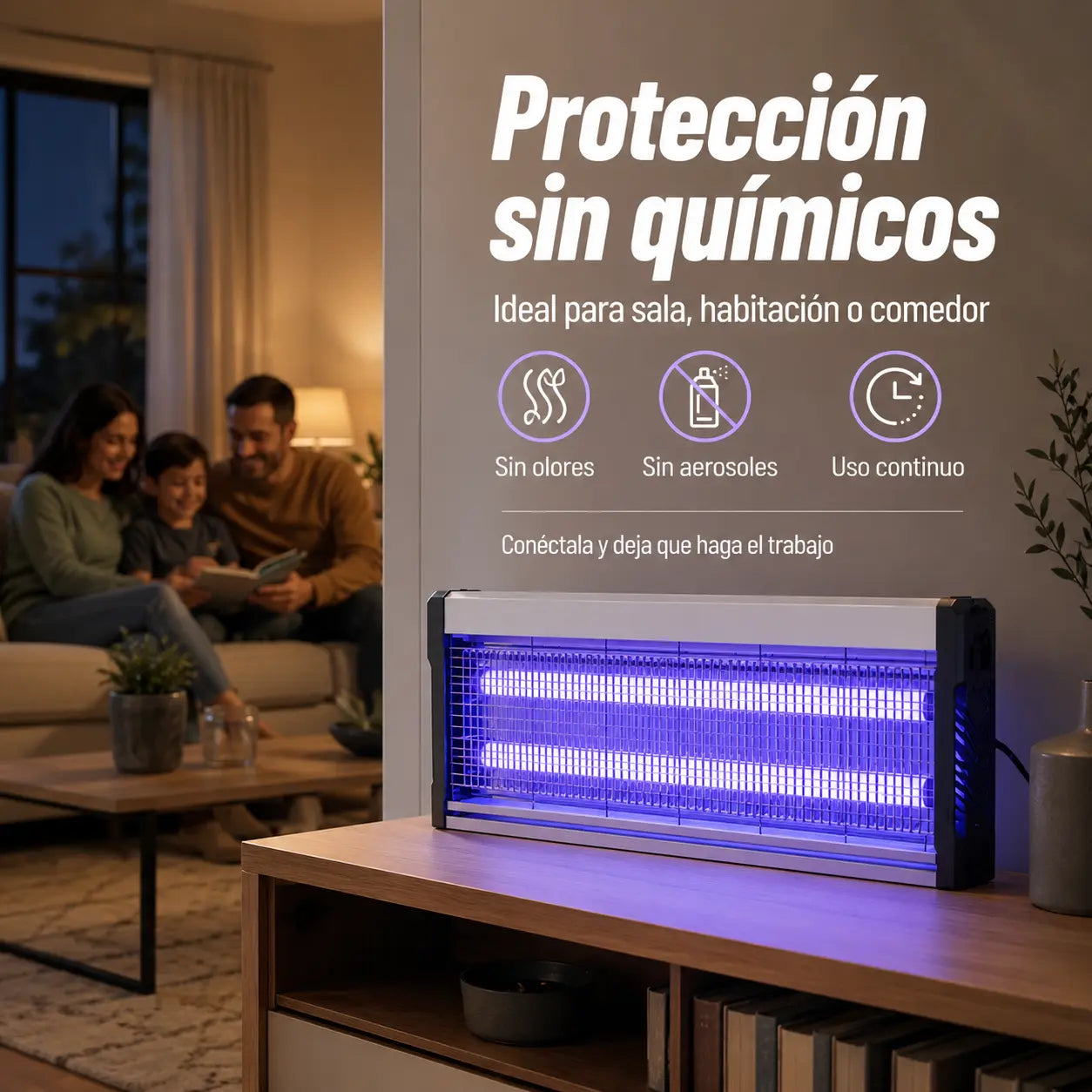 Lámpara Mata Mosquitos UV Eléctrica con Recolector 200m²