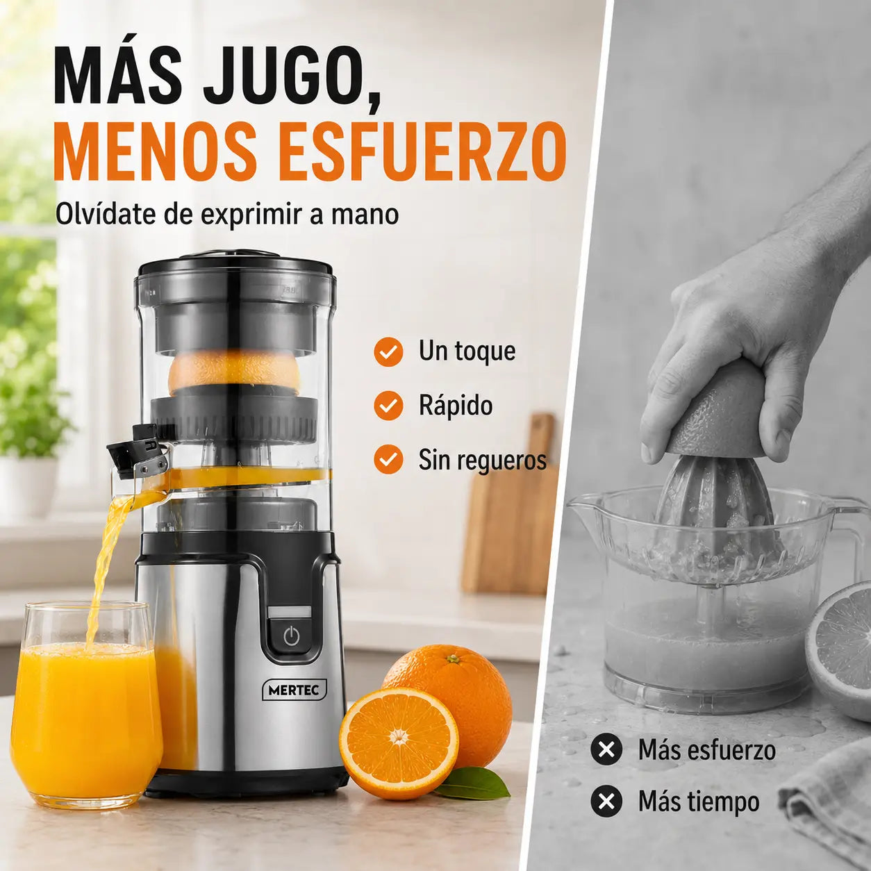 Exprimidor Eléctrico de Naranjas y Cítricos 100W con Vertido Directo