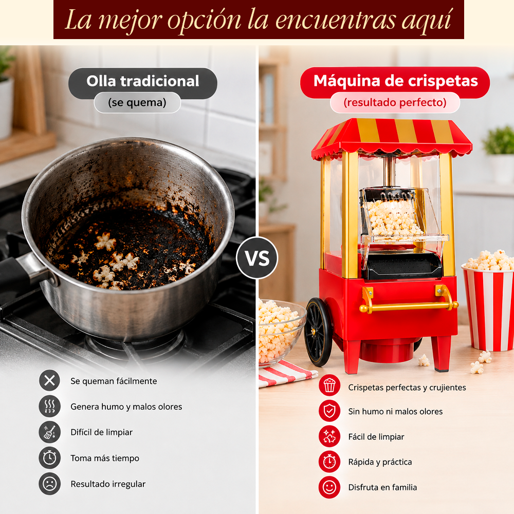 Crispetera Eléctrica Retro – Palomitas Tipo Cine en Casa TT