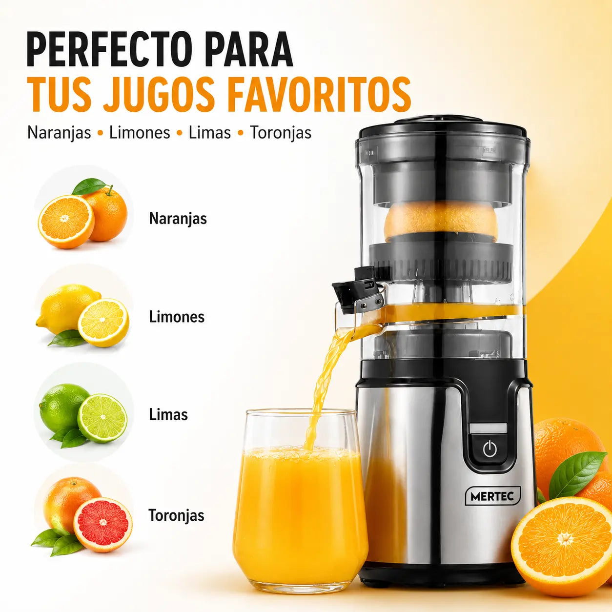 Exprimidor Eléctrico de Naranjas y Cítricos 100W con Vertido Directo