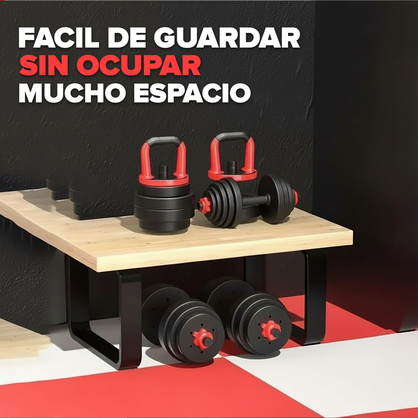 Pesas Mancuerna 20kg Set Convertible A Barra Y Pesa Rusa TT