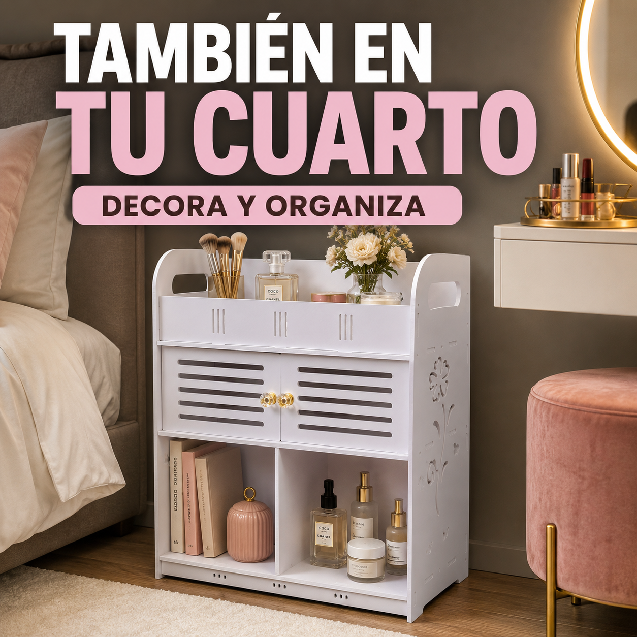Gabinete Organizador Premium para Baño Con Repisas y Compartimento Cerrado