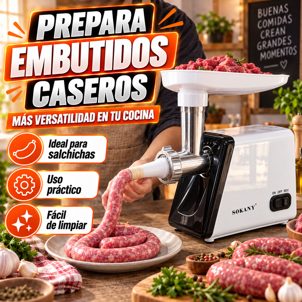 Moledora Eléctrica de Carne Profesional 2800W