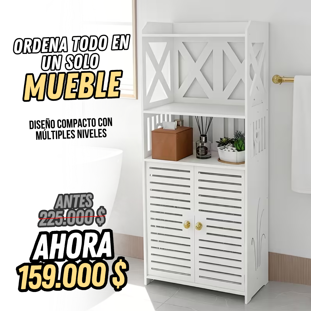Mueble Organizador de Baño Compacto con Puertas y Estantes