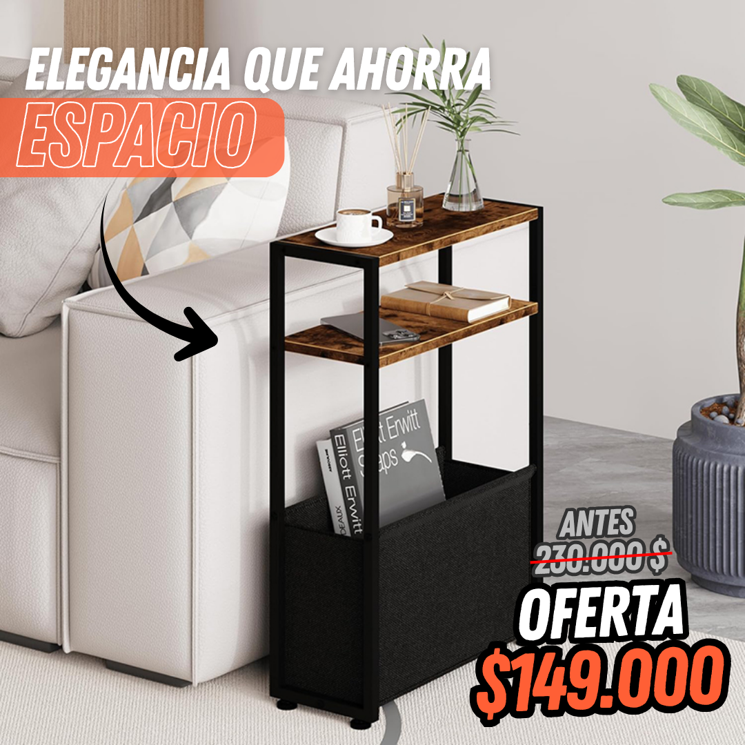 Moderno Estante de Almacenamiento de Pie con Borde Estrecho, Tres Niveles,