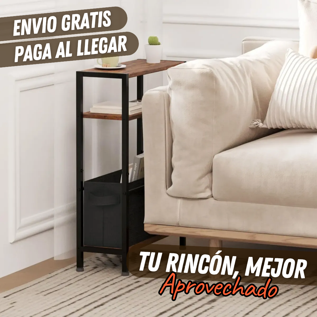 Moderno Estante de Almacenamiento de Pie con Borde Estrecho, Tres Niveles,