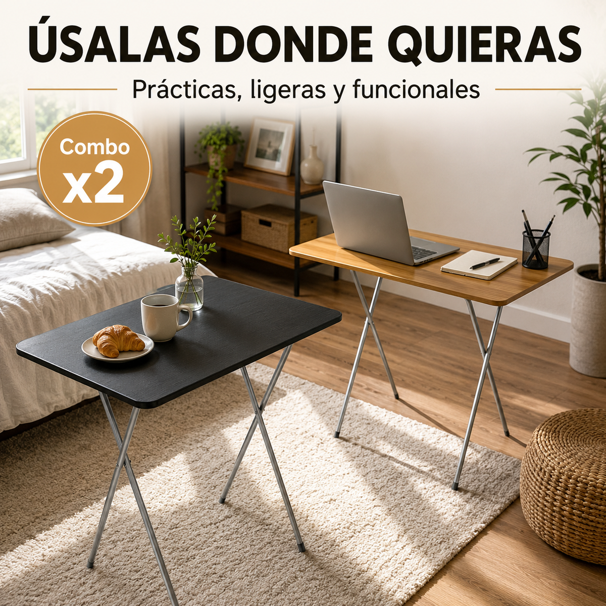 Mesas Plegable Multifuncional Combo X 2  Mixto y utilizalas como quieras TT