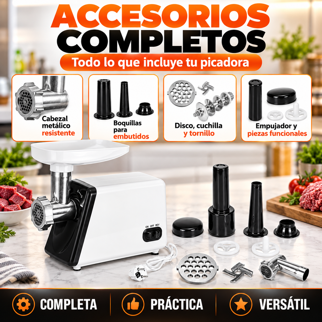 Moledora Eléctrica de Carne Profesional 2800W