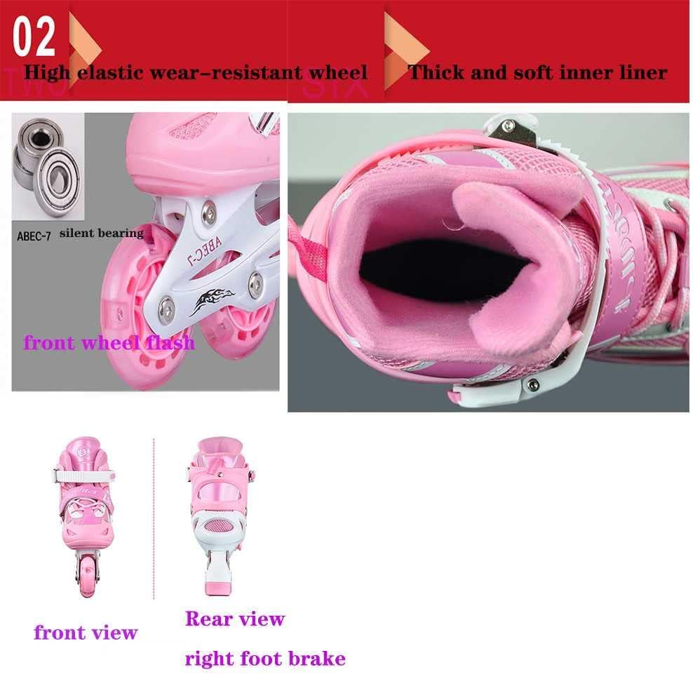 Patines Ajustables Rosa Con Bolso Y Protecciones