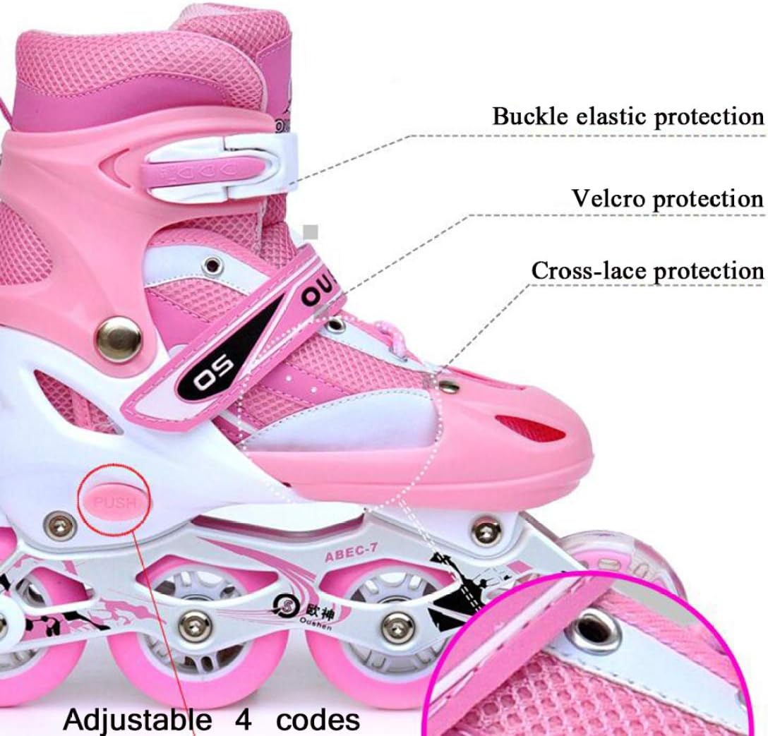 Patines Ajustables Rosa Con Bolso Y Protecciones